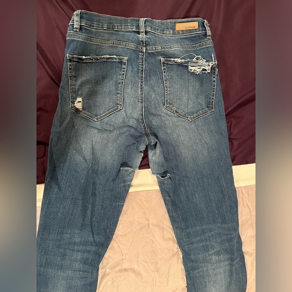 Garage Distressed Ripped Medium Blue Skinny Jeans - Picture 3 of 4